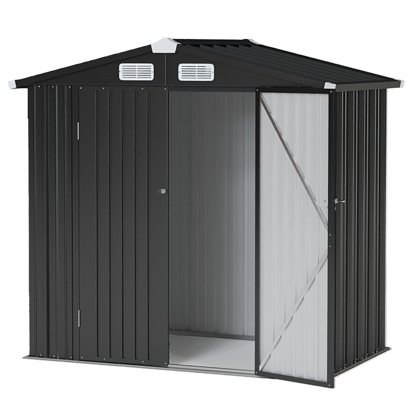 Aoxun 6x4 FT Metal Garden Shed Heavy Duty Outdoor Tool Storage Bike Shed