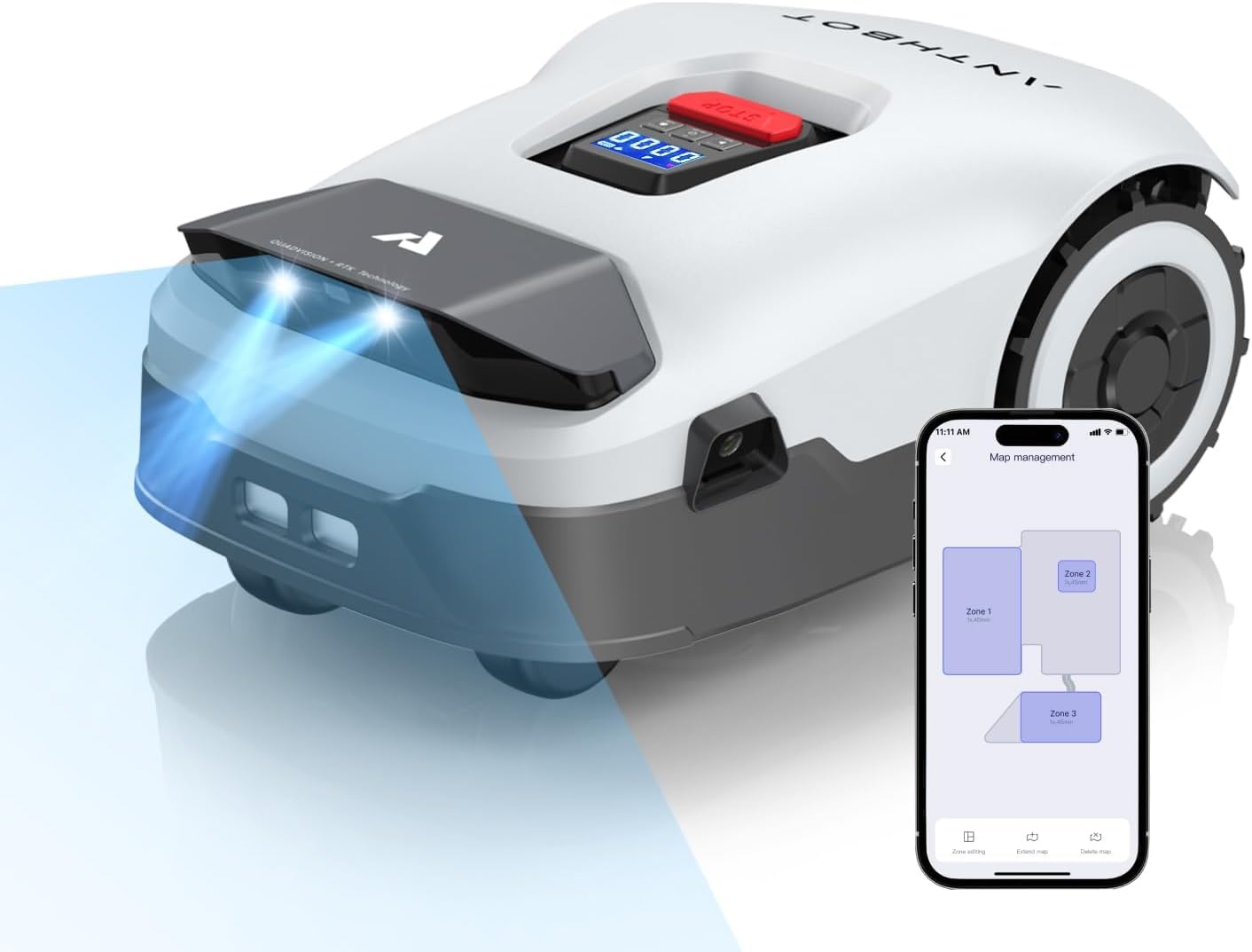 ANTHBOT Genie600 Robot Lawn Mower, Perimeter Wire Free, Full Band RTK+4-Eye Vision Robot Lawnmower, Recommended for 600 m², Max 800 m², Automatic Mapping, Accurate Obstacle Avoidance, APP Control