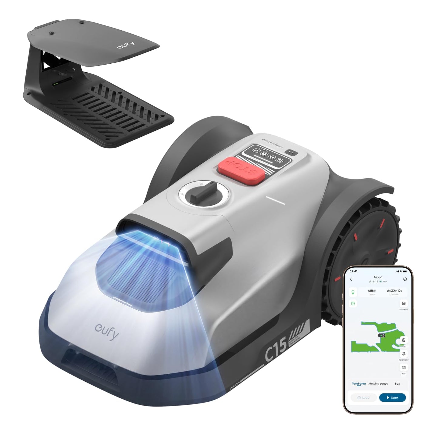 eufy Robot Lawn Mower, C15 without Boundary with Garage, 500 m² Coverage