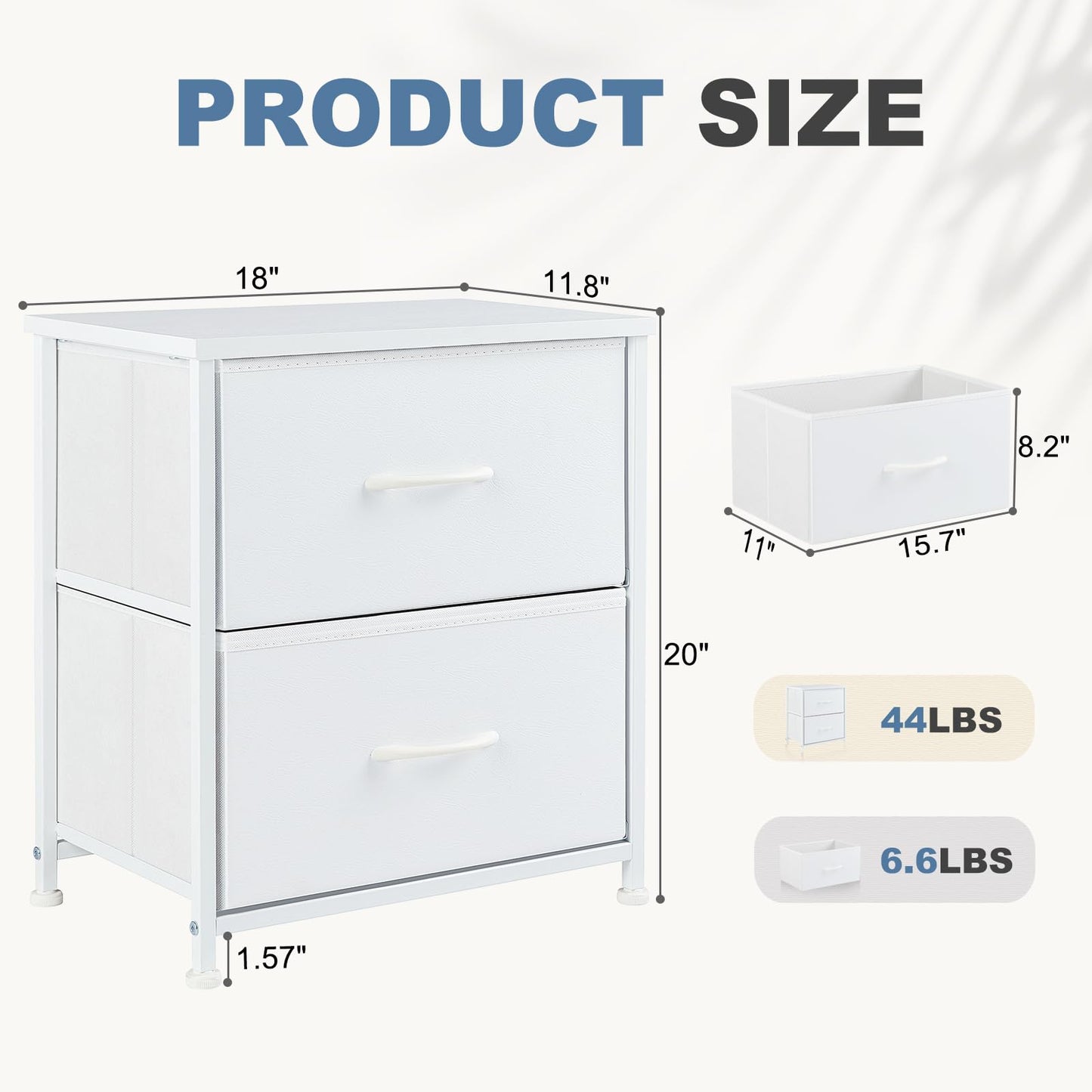 DUMOS Night Stand Small Dresser for Bedroom with 2 Drawers, Bedside Table