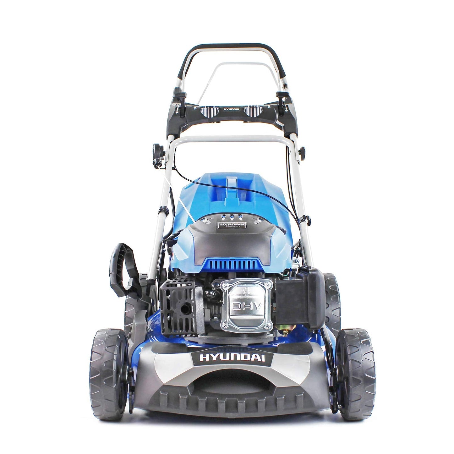 Hyundai 18"/46cm 139cc Electric-start Self-propelled Petrol Lawnmower, 6 Adjustable Cutting Heights, Large 70l Grass Bag, Foldable Handles, 3 Year Warranty