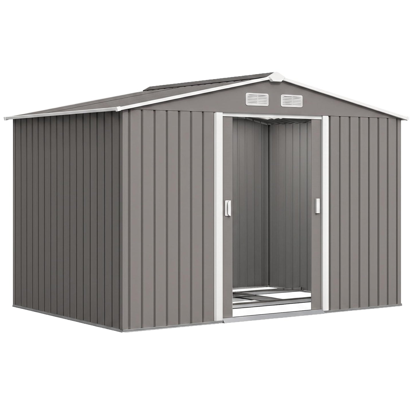 Outsunny 9 x 6 ft Metal Garden Shed Waterproof Galvanised Grey