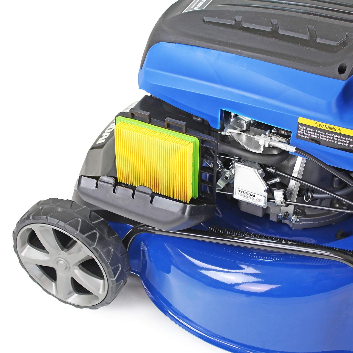 Hyundai 18"/46cm 139cc Electric-start Self-propelled Petrol Lawnmower, 6 Adjustable Cutting Heights, Large 70l Grass Bag, Foldable Handles, 3 Year Warranty