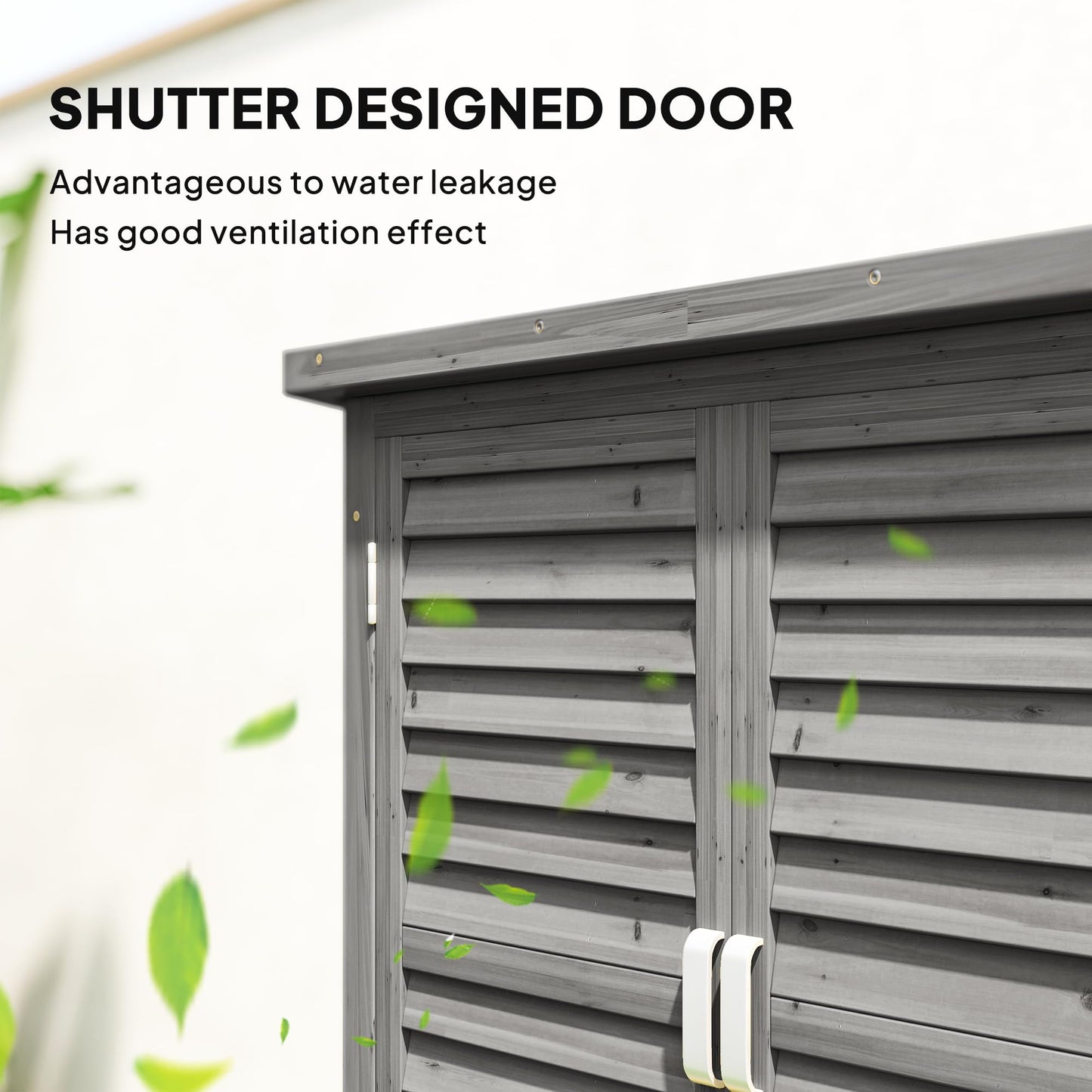 Outsunny Garden Shed Wooden 2 Door Unit 87L x 46.5W x 96.5Hcm, Grey
