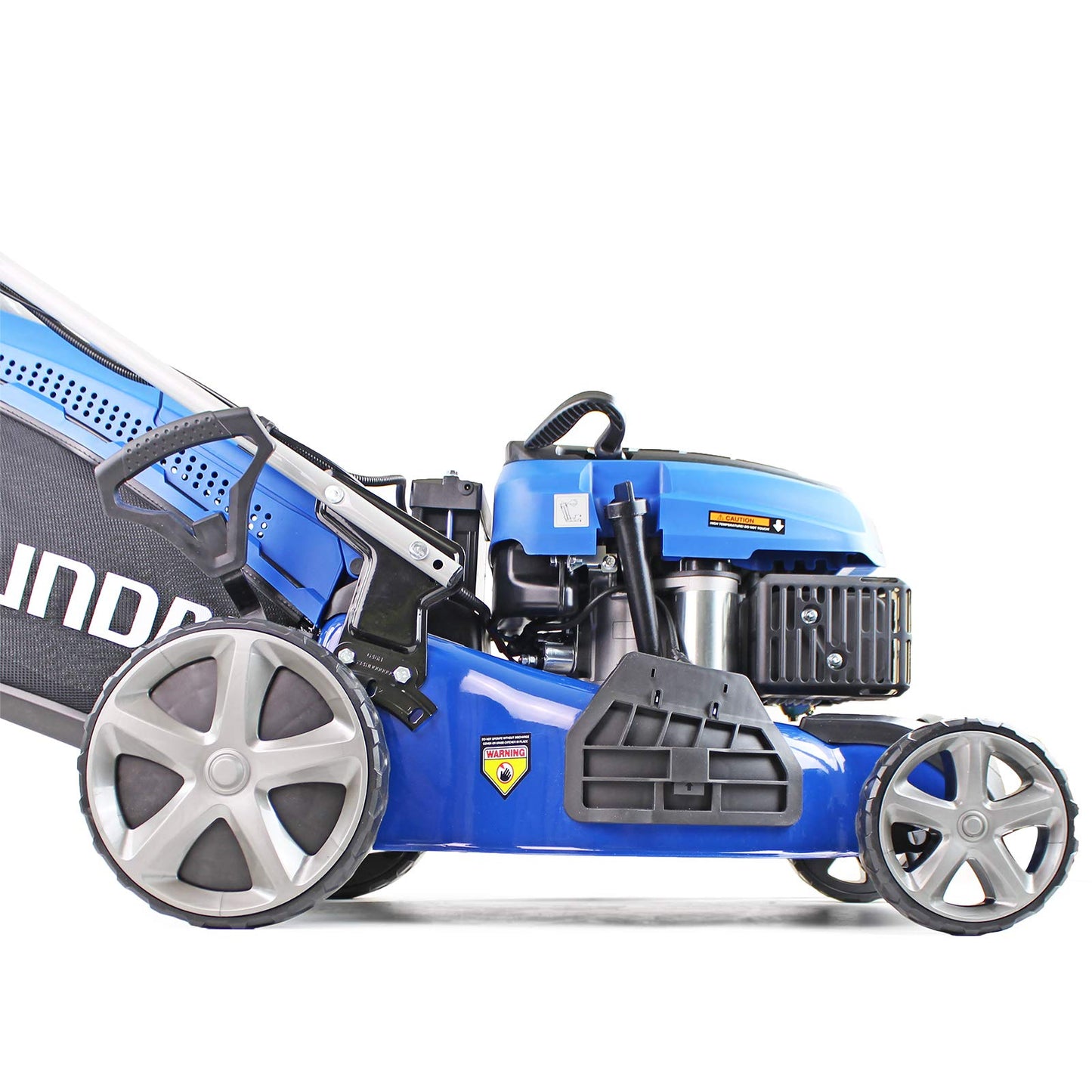 Hyundai 18"/46cm 139cc Electric-start Self-propelled Petrol Lawnmower, 6 Adjustable Cutting Heights, Large 70l Grass Bag, Foldable Handles, 3 Year Warranty