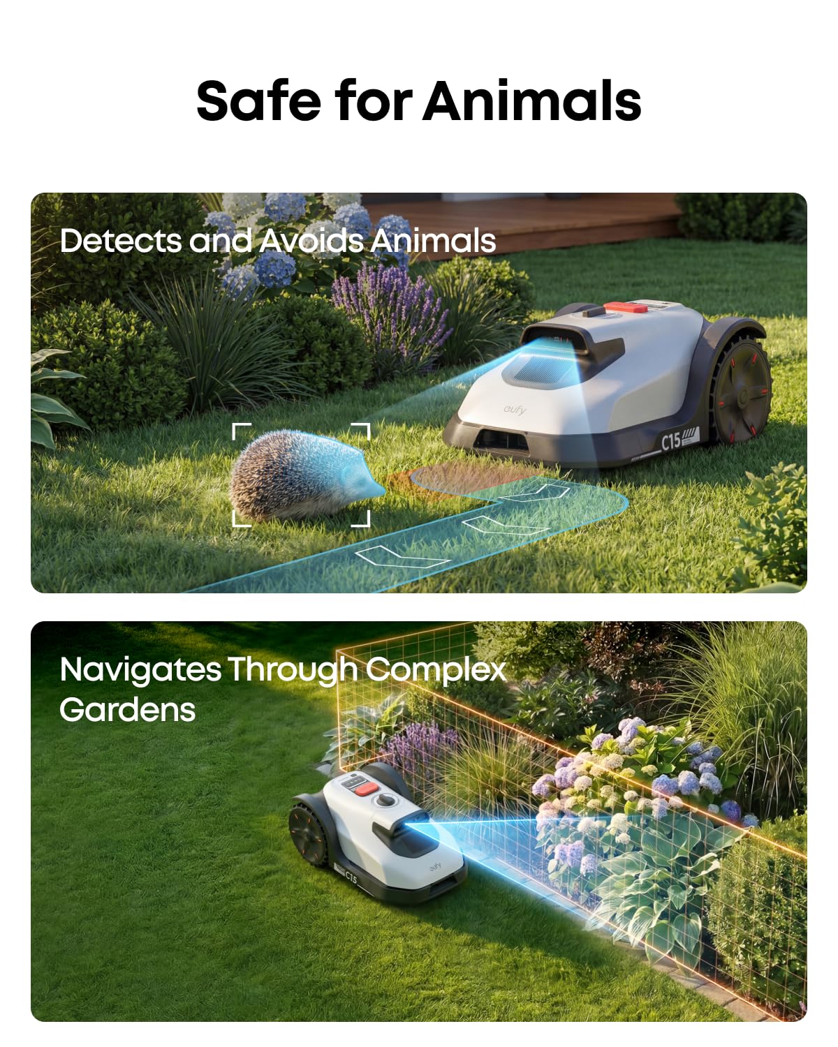 eufy Robot Lawn Mower, C15 without Boundary with Garage, 500 m² Coverage