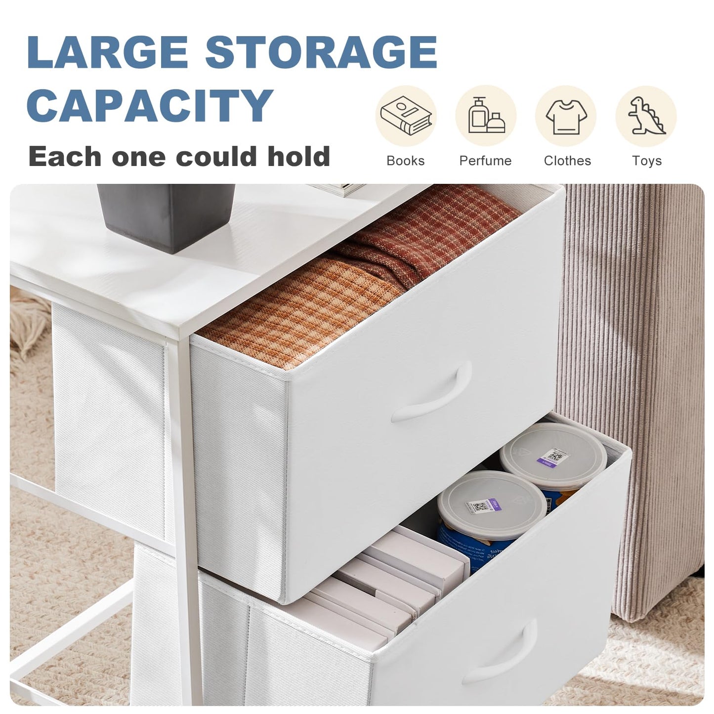 DUMOS Night Stand Small Dresser for Bedroom with 2 Drawers, Bedside Table