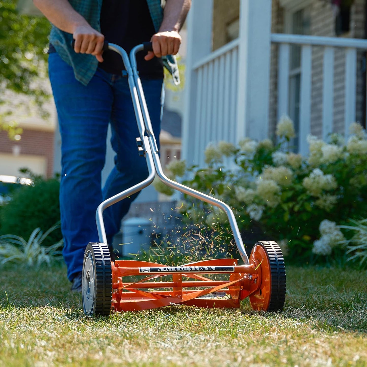 American Lawn Mower 1204-14 14-Inch 4-Blade Push Reel Lawn Mower, Red