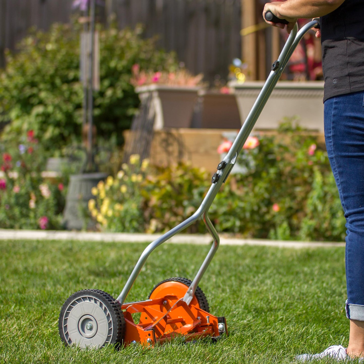 American Lawn Mower 1204-14 14-Inch 4-Blade Push Reel Lawn Mower, Red