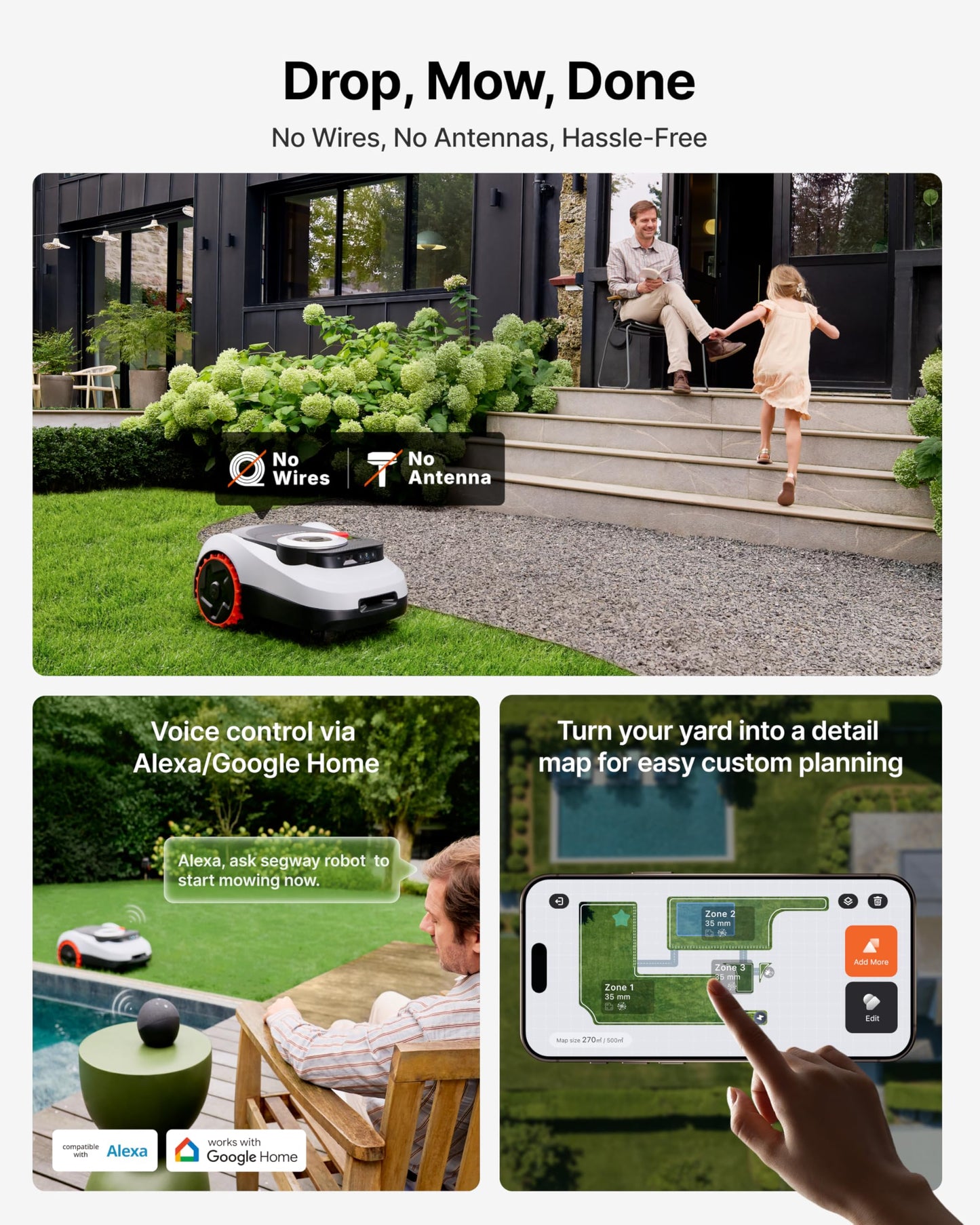 Segway Navimow i208 LiDAR Robotic Lawn Mower, with Garage M, Rec. 800 m²